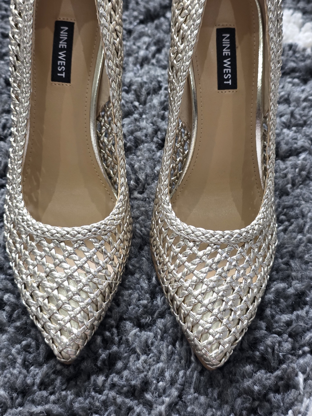Nine West Women's Metallic Woven Pointed-Toe Pumps - Gold Size 8 - Picture 9 of 11